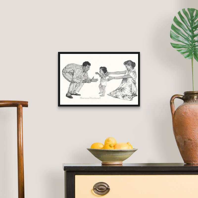«Baby's First Step», art mural sur toile, H 14 po x l 20 po x P 1,75 po, Cadre flottant noir