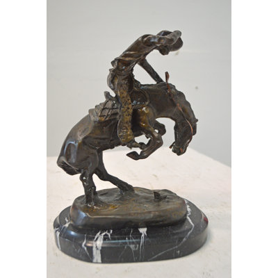 Hermosillo Rattlesnake, a Frederic Remington Replica Bronze Statue - Size 9" x 6" x 12"H