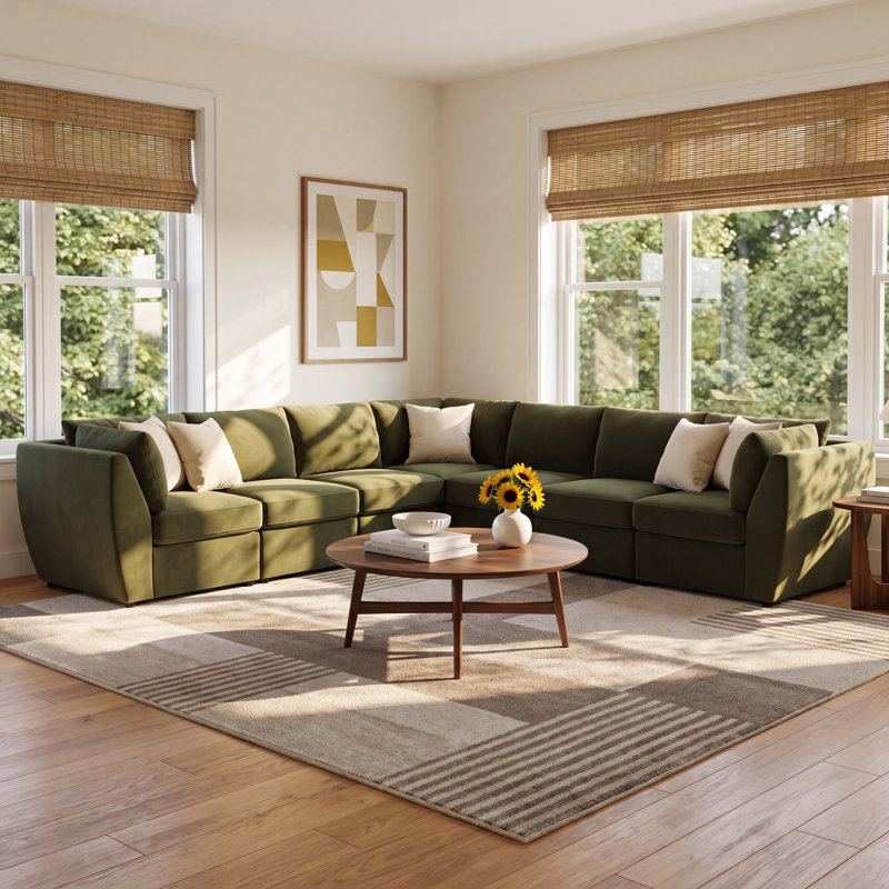 Halson 7-PC Modular Upholstered Sectional, Bella Forest