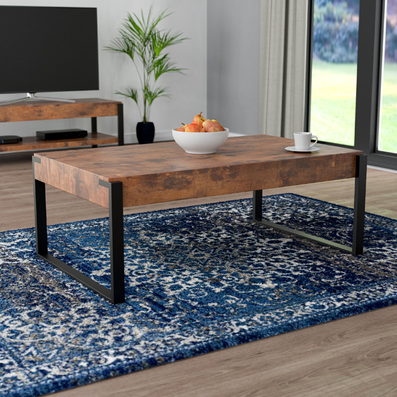 Norris Sled Coffee Table, Rustic Dark Wood