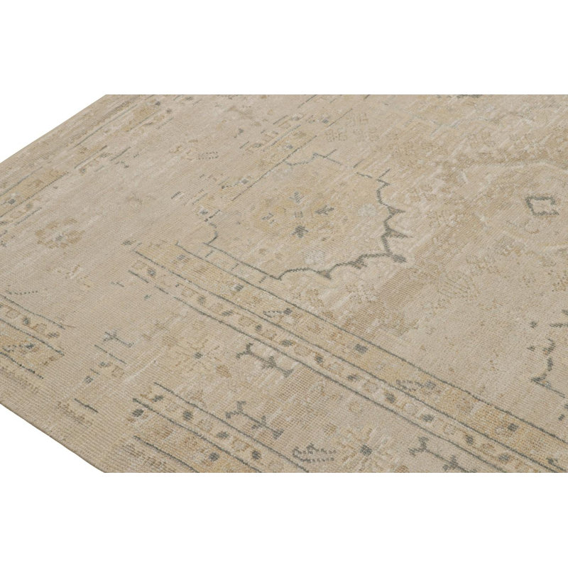 Oushak Hand Knotted Silk Floral Area Rug, Rectangle 12' x 18'
