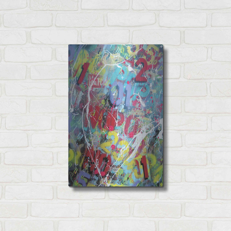 Red Barrel Studio® «Words as Brushstrokes 2» par David Drioton, art mural en métal, H 24 po x l 16 po