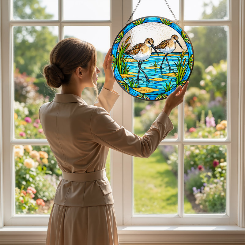 Birds Window Panel, H 7,8 po
