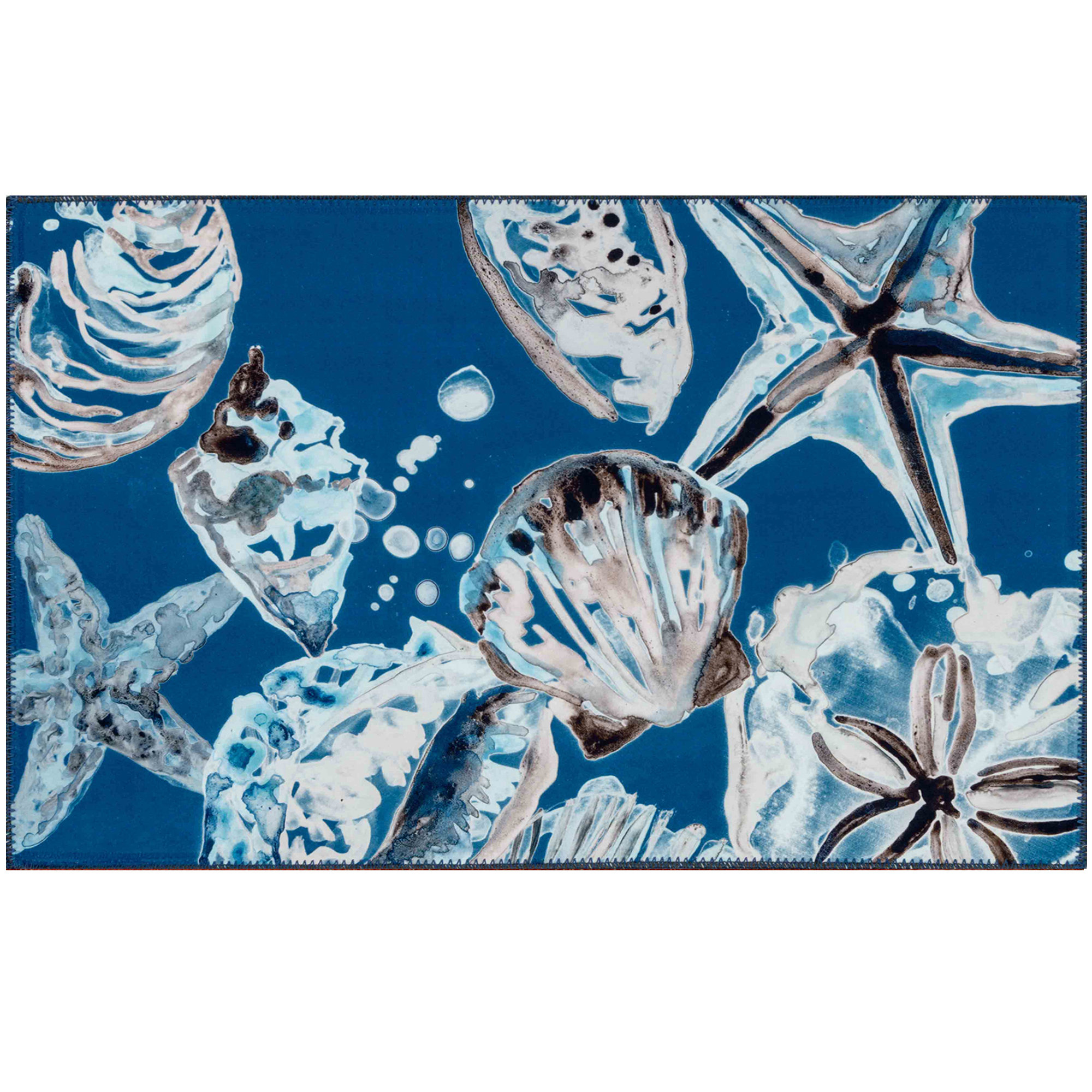 Rosecliff Heights Okeene Deep Sea Shells Kitchen Mat | Wayfair