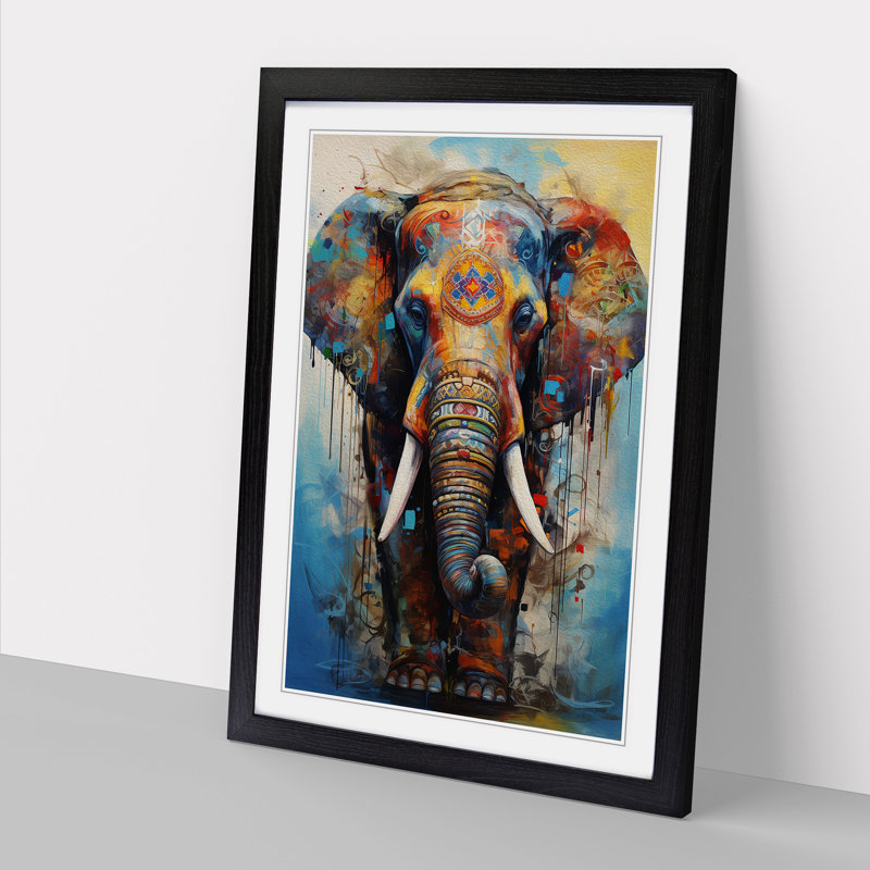 Elephant Informel - Framed Print, Black, 46" H x 34" W x 2" D