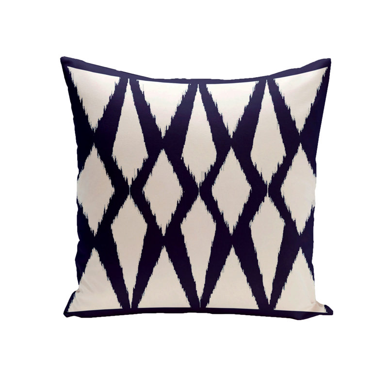 Ikat Reversible Throw Pillow, 20" H x 20" W x 1" D, Spring Navy