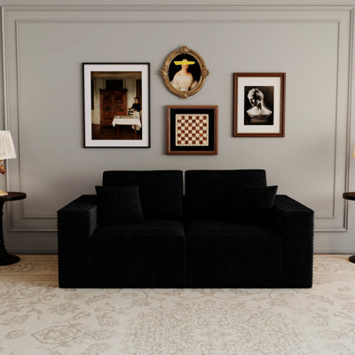 Canapé modulaire moelleux moderne, sans assemblage, velours côtelé noir pour la maison