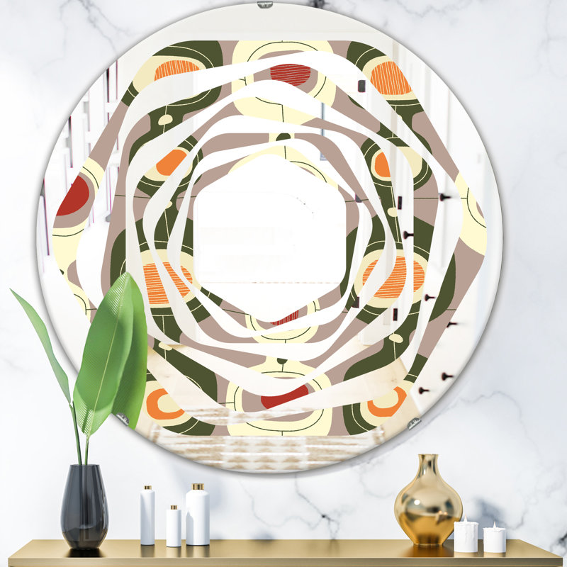 Miroir mural French Country, 31,5 po x 31,5 po, Motif de feuillage de luxe tourbillon géométriqu