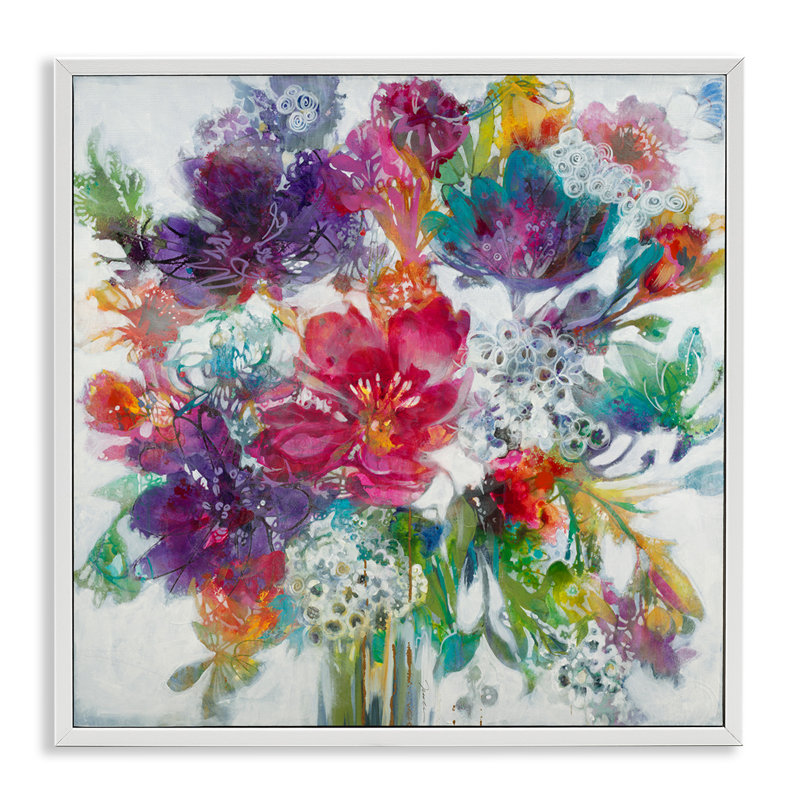 «Whimsical Floral Pop Bouquet Spring Flower Inspired by Third and Wall», reproduction d'art, H 17 po x l 17 po