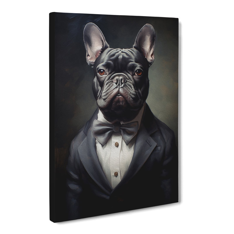 French Bulldog in a Suit Painting No.2 - Wrapped Canvas, 76cm H x 50cm W x 3cm D