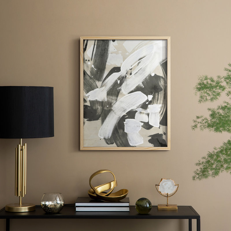 Ink Wash Gesture II Framed Print - Solid Wood, Natural, 11" H x 9" W