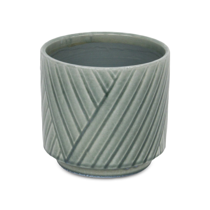 Pot de fleurs en céramique fabriqué à la main Kettering, H 6,5 po x l 7 po x P 7 po, Vert