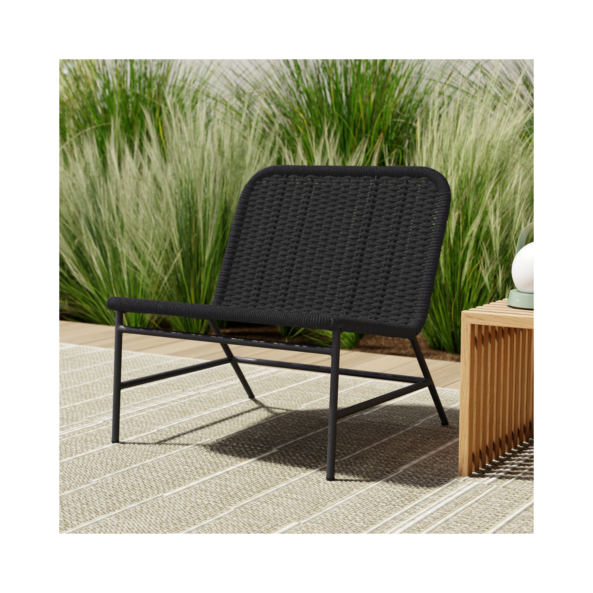 Brio Outdoor Armless Lounge Chair, Teak