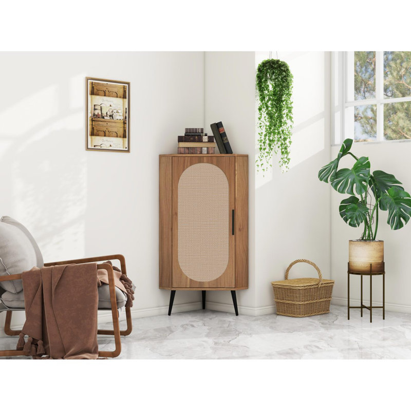 Corner Cabinet, Freestanding Corner Table, Walnut