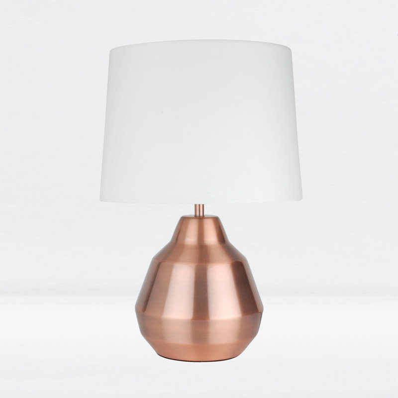 Allarna Metal Table Lamp, Brushed Copper, White