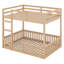 Lit superposé double au-dessus d'un lit double avec échelle et garde-corps, cadre de lit superposé en bois massif pour garçons, aucun sommier nécessaire-2028707051