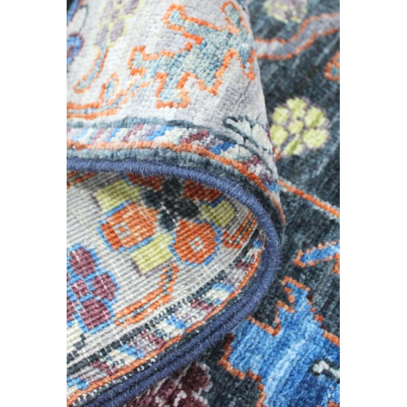 Arabesque Wool Southwestern Area Rug in Gray/Charcoal/Tangerine, Runner 2'8" x 10'8"