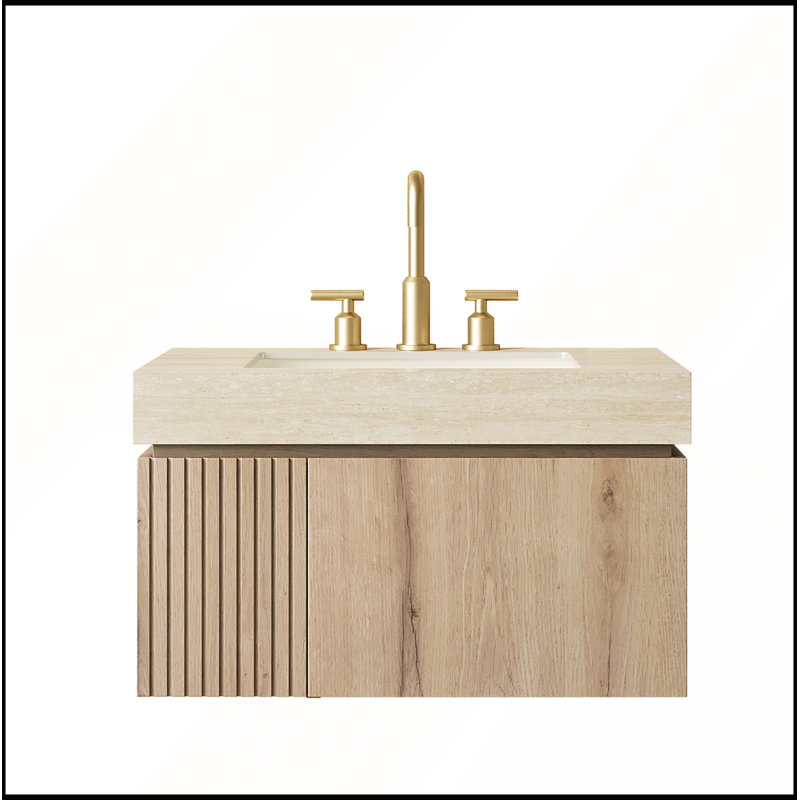 Meuble-lavabo 30 po avec lavabo en céramique et trous de robinet pré-percés, White Oak