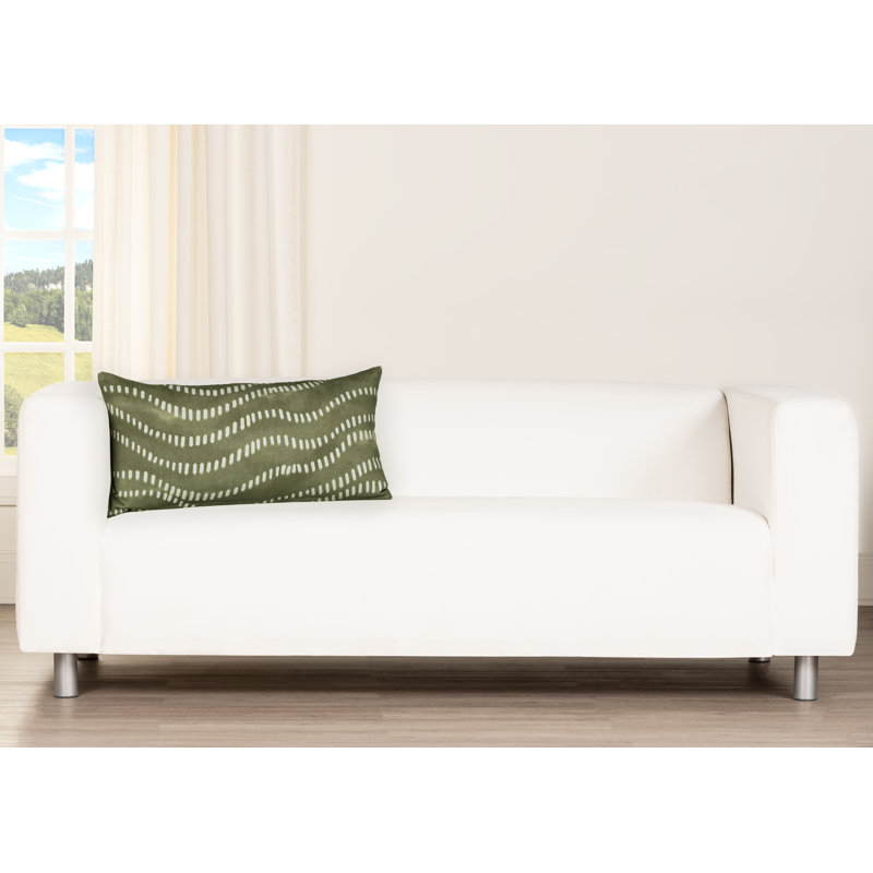 Coussin décoratif Linear Drift, Vert, 36" x 14" Rectangle, Plumes