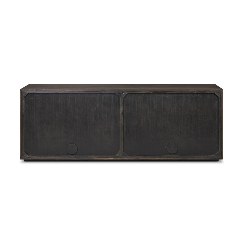 Leo 82'' W Solid Wood Sideboard, Smoked Black
