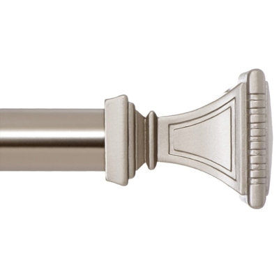 Tringle à rideaux décorative pour fenêtre - faiteaux carrés sculptés, tringle 1 1/8 po, 28 à 48 po Nickel satiné