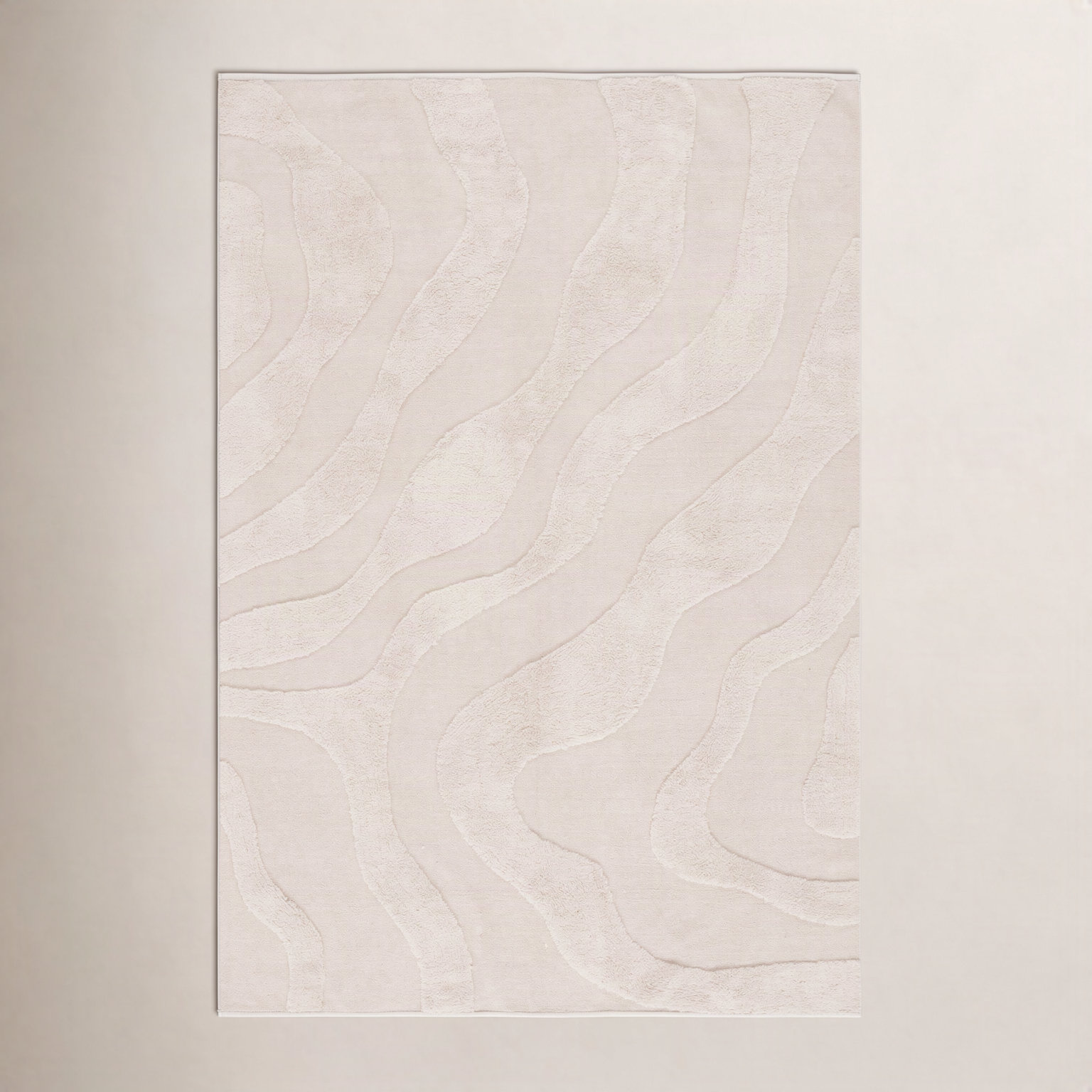 Mozie Ivory Washable Hand-Woven Cotton Rug, Rectangle 3' x 5'