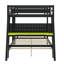 Lit double superposé multifonctionnel, bureau double intégré, ports USB et rangement perforé-630697189