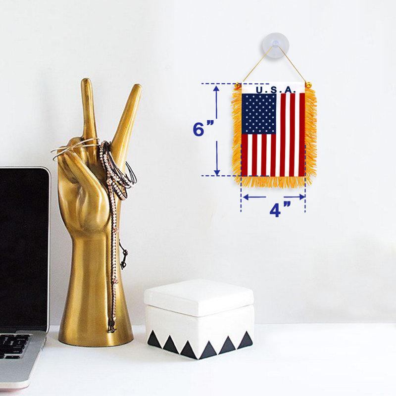 Drapeau suspendu pour fenêtre Anley 4 X 6 pouces Fringy USA