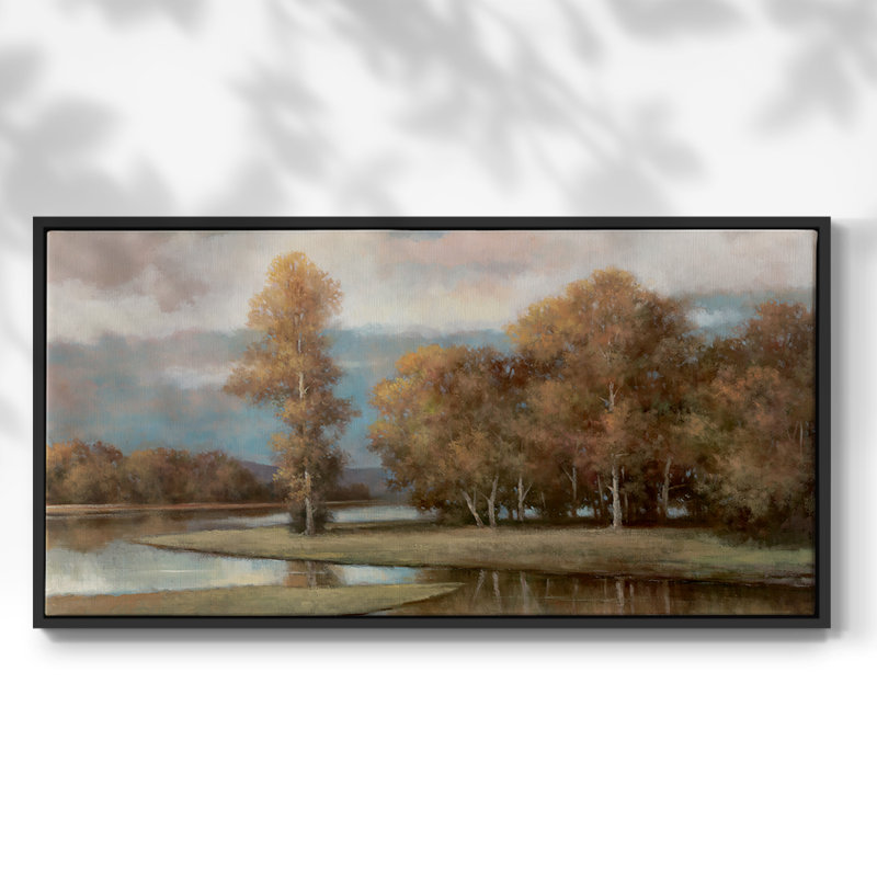 Winding River II - Toile tendue avec châssis encadré - Prêt à être accroché, H 21 po x l 41 po, Noir