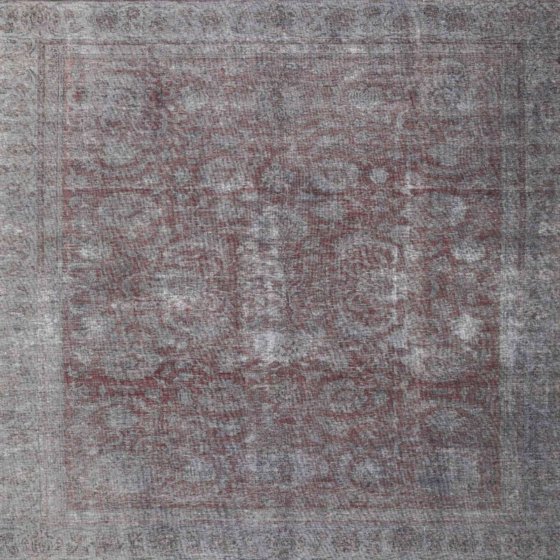 Tapis traditionnel gris / brun Ambudkar, Carré 5 pi