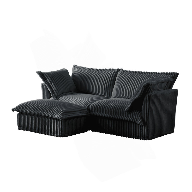 Canapé modulaire 2 places avec housse et repose-pieds convertible