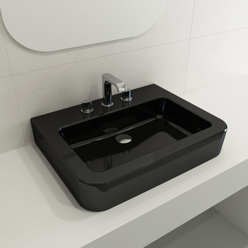 Parma 25.59'' L Bathroom Sink, Matte Black, 8" Widespread