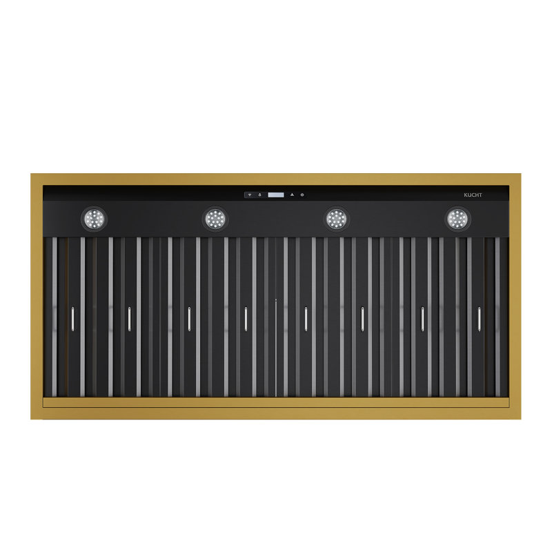 48 in. 800 CFM Wall Mounted Range Hood with Gold Accents, Titanium Stainless Steel
