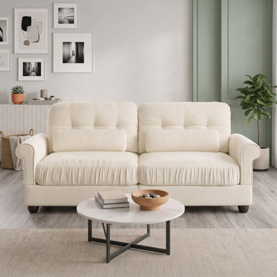 Canapé 2 places avec coussin d'assise et coussins de soutien lombaire