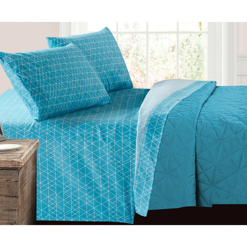 Dinosaurs Percale Geometric Sheet Set, Full Sheet Set with Fitted Sheet and 2 Pillowcases