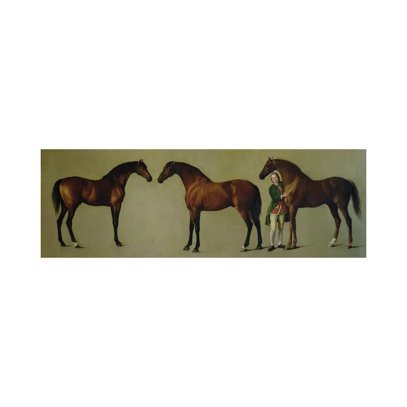 "Whistlejacket" And Two Other Stallions With Simon Cobb, The Groom, 1762 by George Stubbs - Wrapped Canvas Panoramic Painting