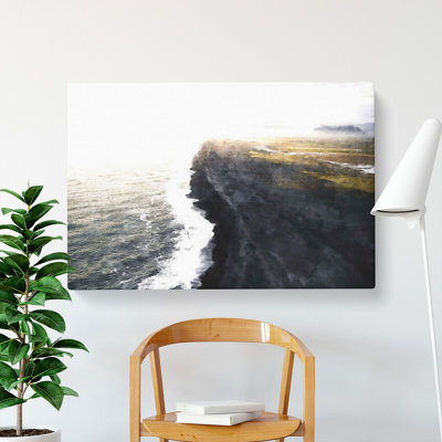 The Black Sand Beach In Iceland - Wrapped Canvas