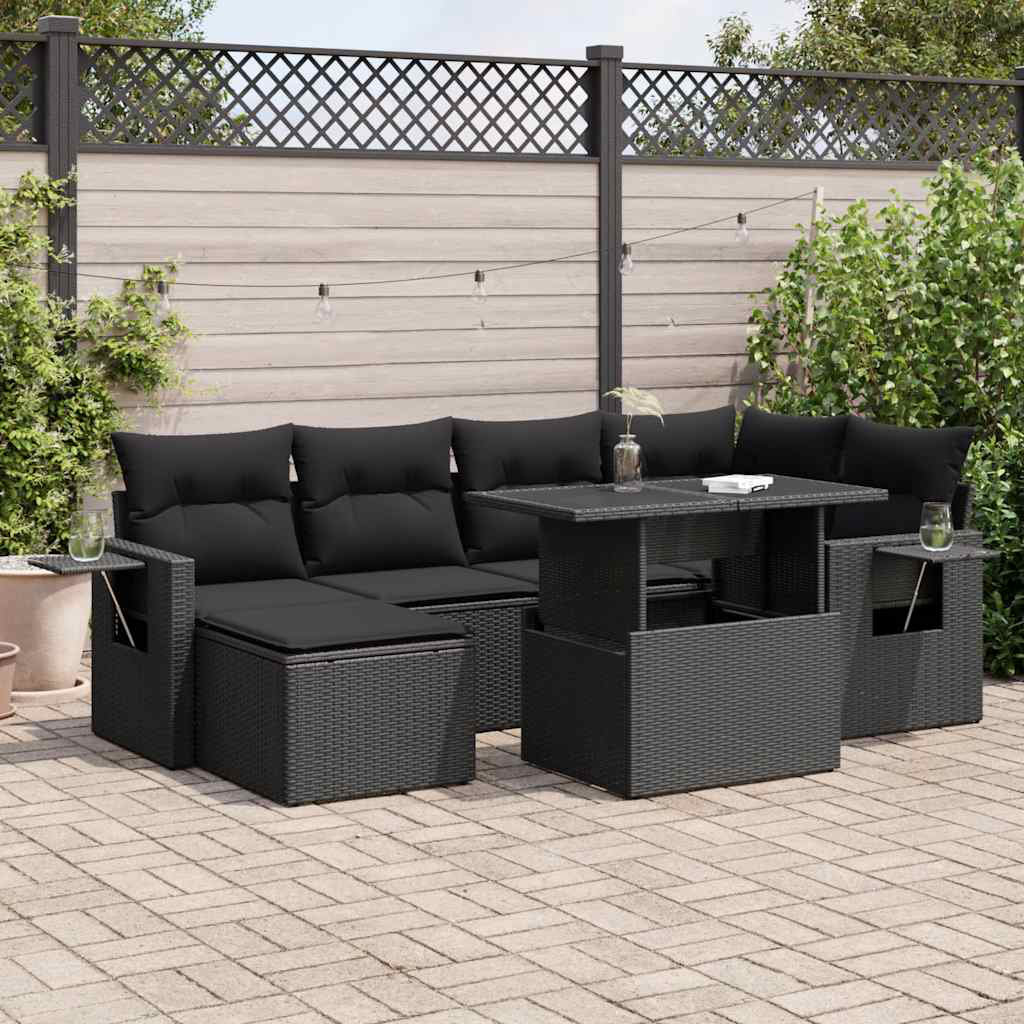 Vidaxl 7-Tlg. Garten-Sofagarnitur Mit Kissen Beige Poly Rattan