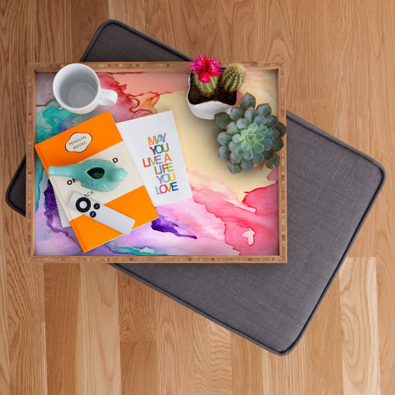 Plateau de table repose-pieds/café rosie my world, H 1,75 po x l 18 po x p 14 po