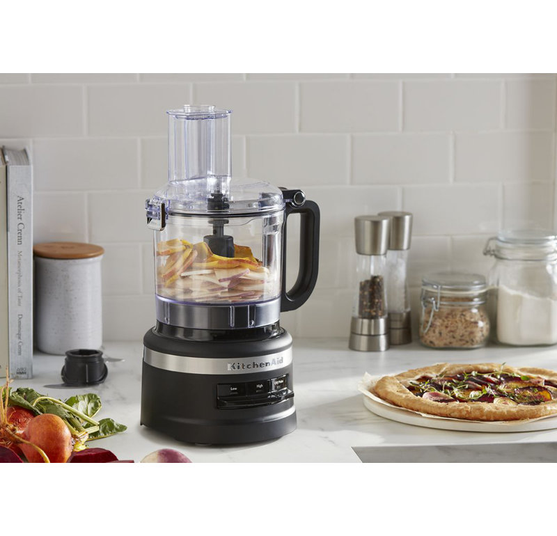 Matte Black 7-Cup Plastic Food Processor with Variable Speed