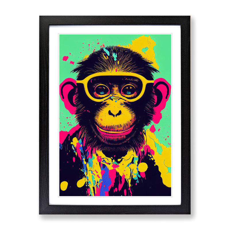 Monkey Paint Splash No.1 - Framed Print, Black, 64cm H x 46cm W