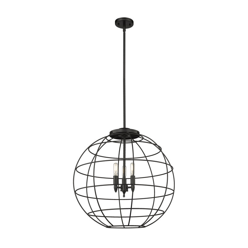 Luminaire suspendu sur tige 3 lumières Lake Placid, H 55,75 po x l 22 po x P 22 po, Chrome poli