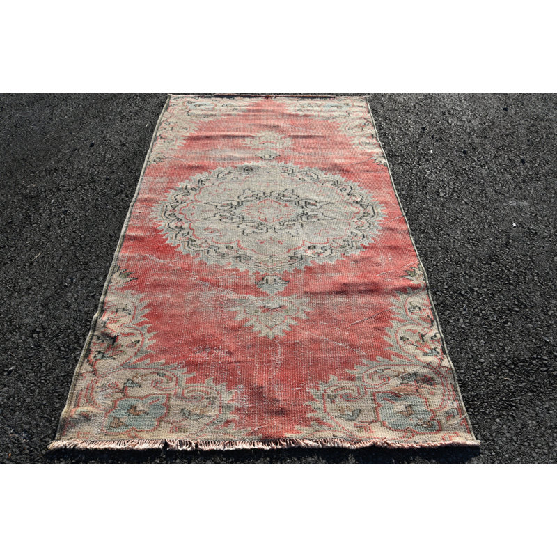 Tapis géométriques, tapis en laine, tapis de chambre rose, tapis 4,1 x 7,8 pi, tapis turc, tapis rétro