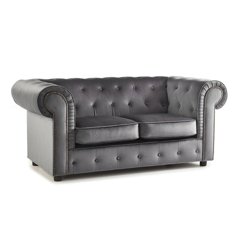 Aaron 2 - Piece Velvet Sofa Set, Grey
