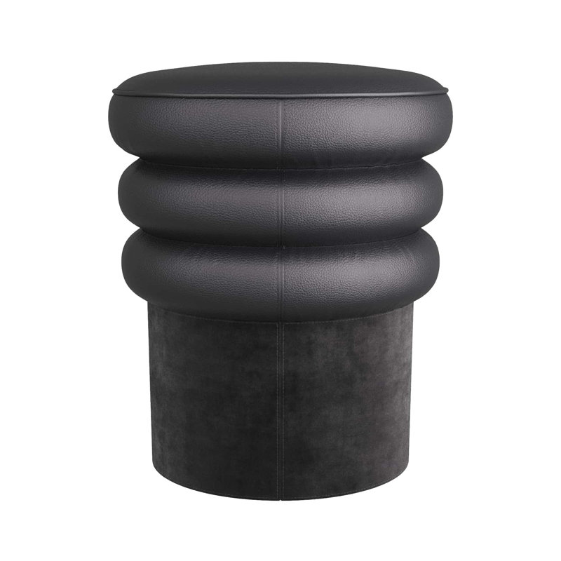 Rollo Round Leather Ottoman