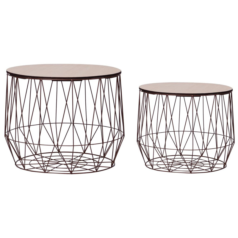 Table basse avec rangement 2 tables gigognes Swindle, Cuivre