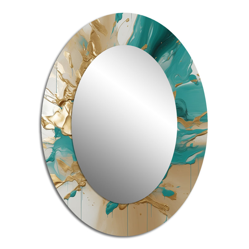 Miroir mural doré et turquoise, 40 po x 30 po