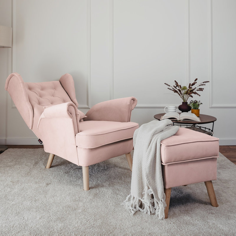 Upholstered Armchair, Pink
