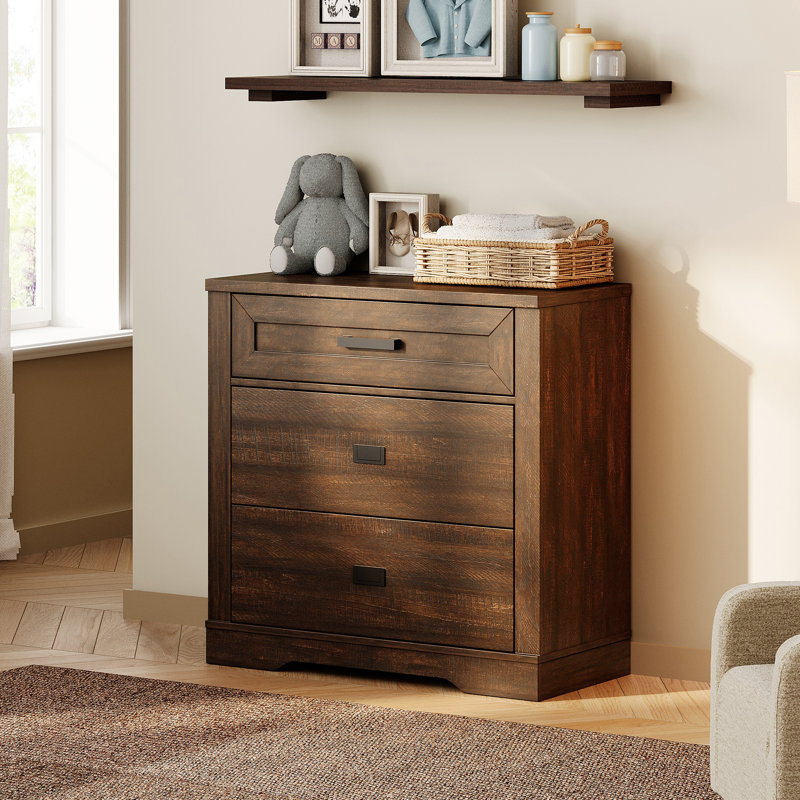 Commode 3 tiroirs Glenford, Brun