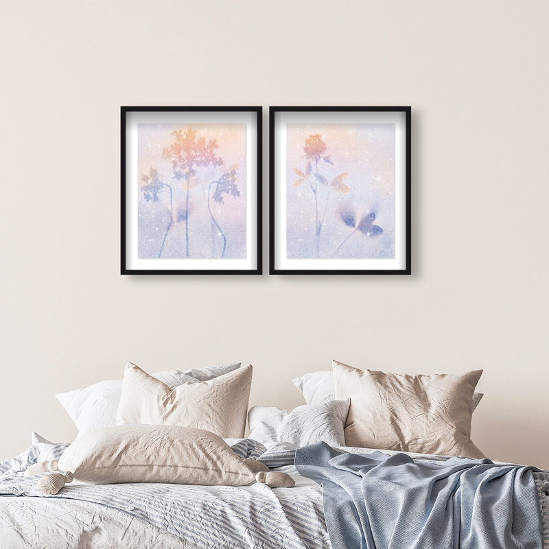 Lavender Shadows Set Set by Oliver Gal, 25.5"H x 31.5"W, Black Shadowbox